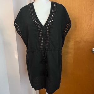 J Crew Black Linen Beach Cover Up
